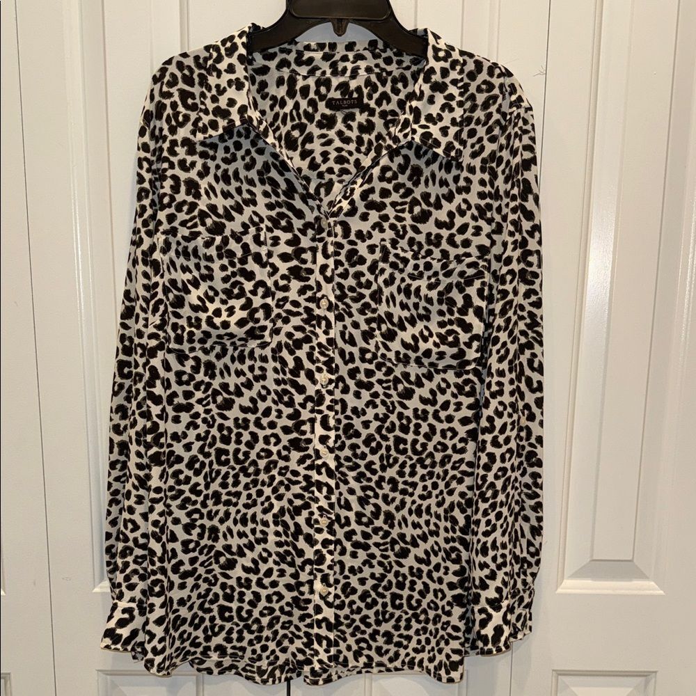 Talbots Animal Print Button-Down Shirt‎